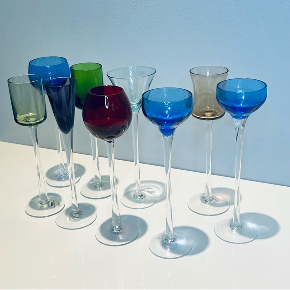 9 Mini Long Stem Glasses Set Multicolore - Picture 2 of 9